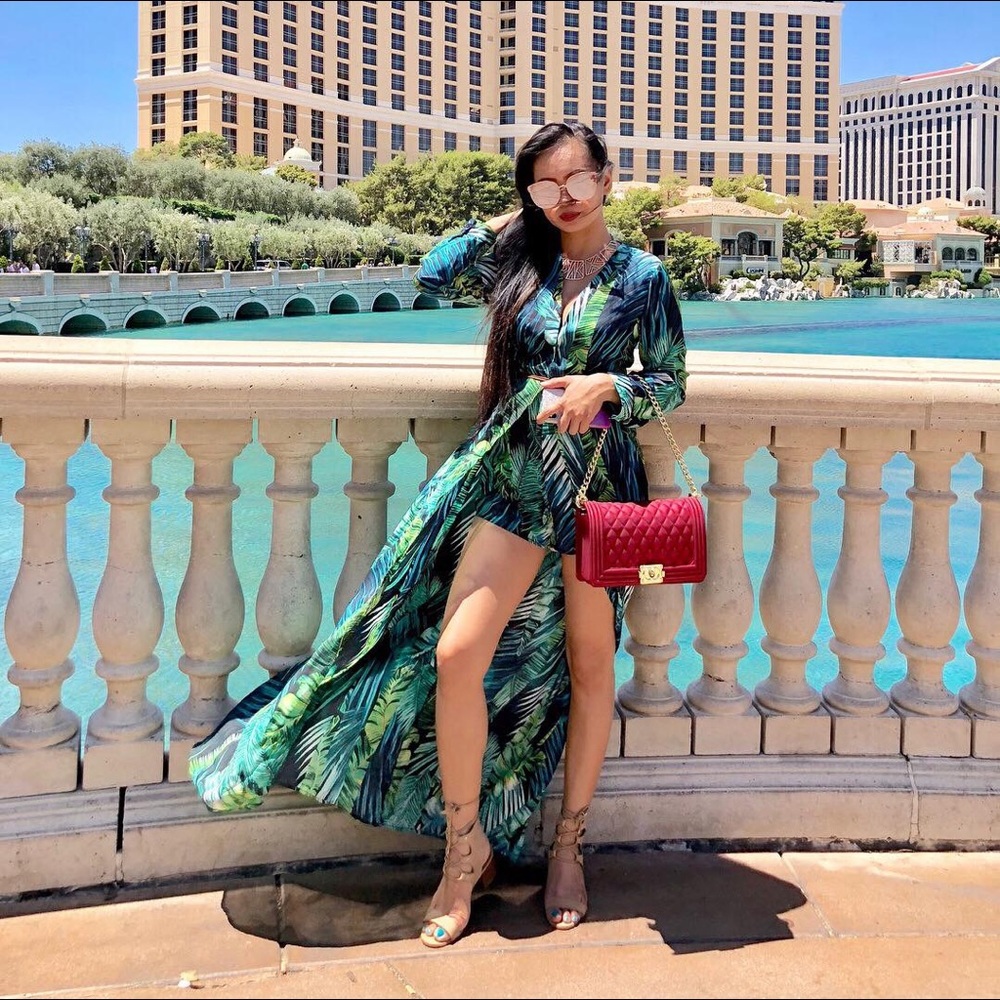 Sexy Tropical High Low Dress 💚☀️